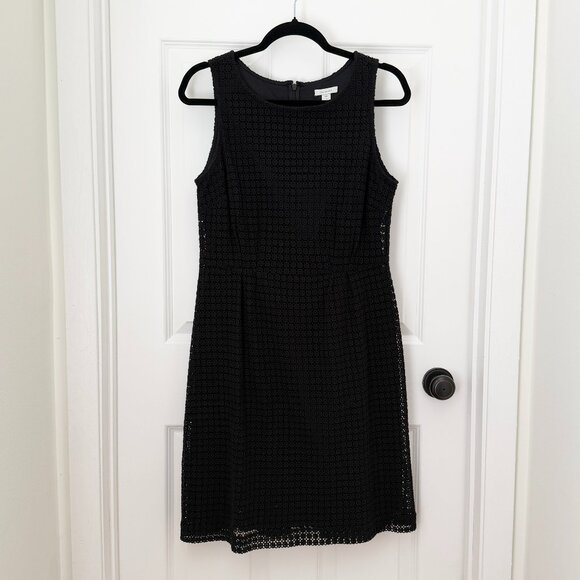 Women Garnet Hill Sleeveless Eyelet Knee Length Dress in Black Size 10 - Picture 1 of 9